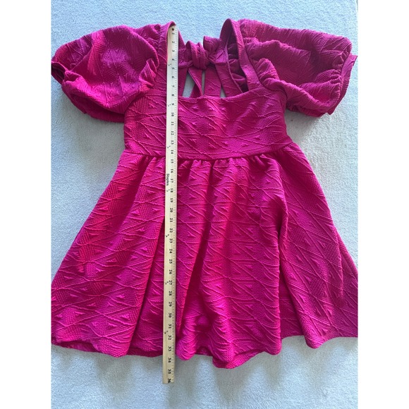 Free People Violet Mini Dress Fuchsia Pink Puff Sleeve Open Back XL - Picture 2 of 6